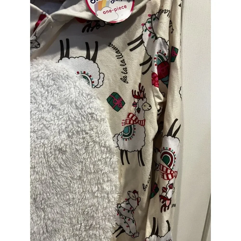 NWT Justice Christmas‎ Llama One Piece Sleep Over Outfit Size Girls 18 Plus